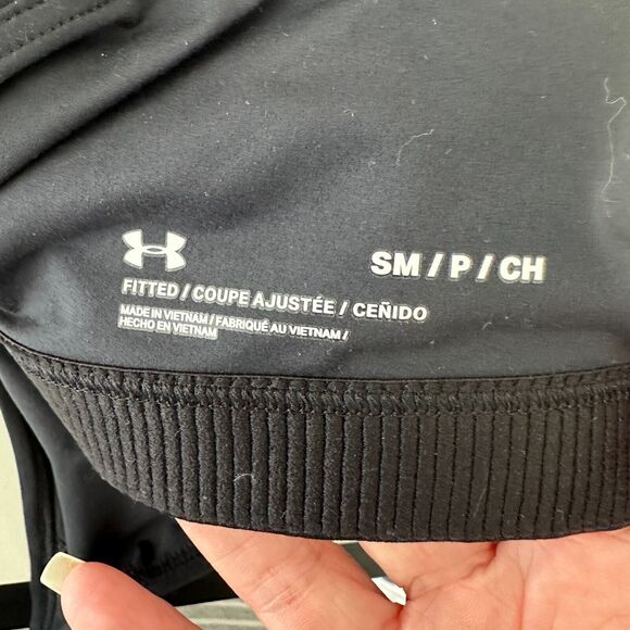 NWT Under Armour Black Meridian 4-Way Stretch Fitted Crop Tank Top Sports Bra S - Picture 7 of 15